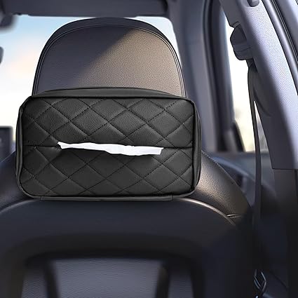 Car Tissue Holder, PU Leather Tissue Box Cover Rectangular for Car