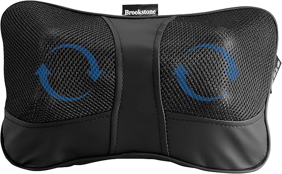 Brookstone Shiatsu Neck and Lumbar Massager, Deep Kneading Massage Pillow with Heat