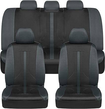 BDK OmniFit Seat Covers for Cars, Two-Tone Gray Car Full Set