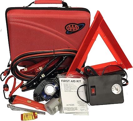 Lifeline AAA Destination Road, 68 Piece Emergency Car Tire Inflator, Jumper Cables